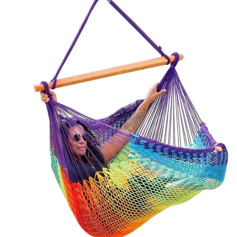 Hamac chaise filet arc-en-ciel