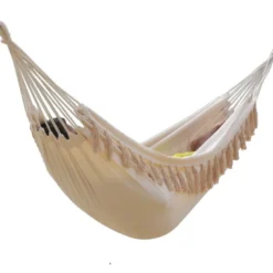 Hamac double ecru à pompons