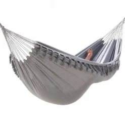 Hamac double gris à pompons