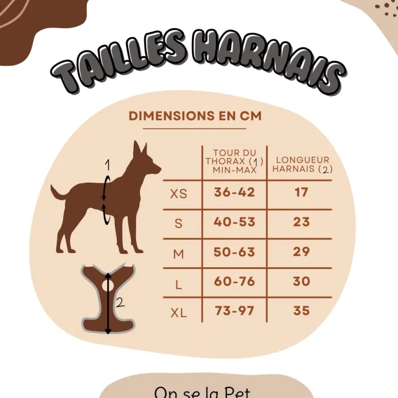 Harnais pour chien confortable et résistant - beige tropical - taille l