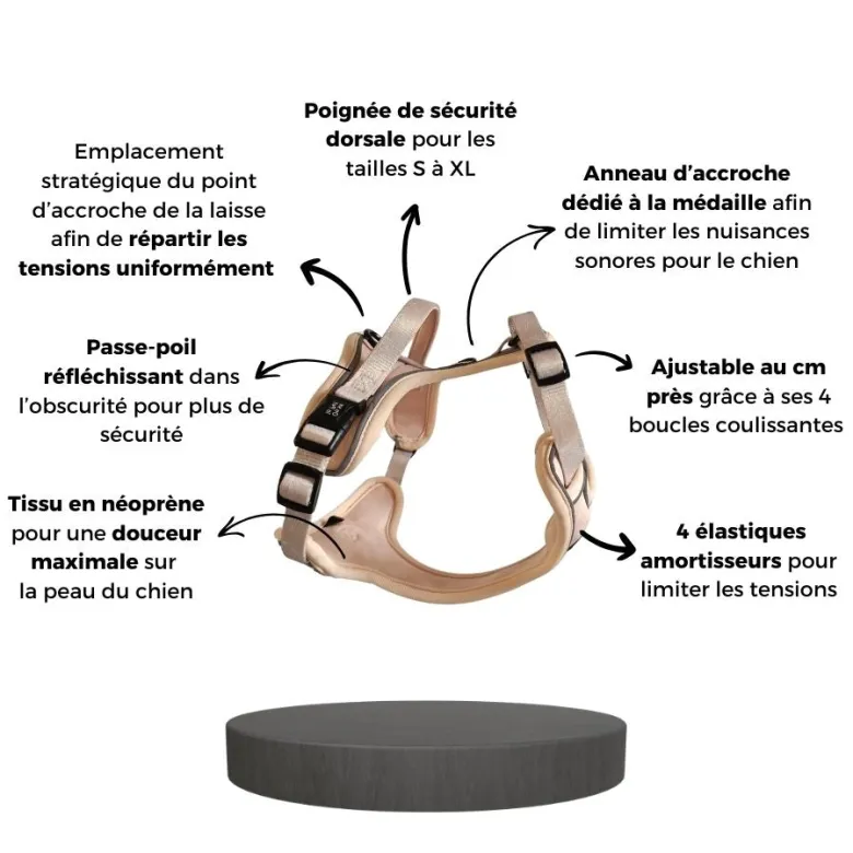 Harnais pour chien confortable et résistant - beige tropical - taille l