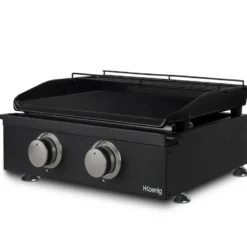 H.koenig plx1022 - plancha 2 brûleurs u noire fonte émaillée