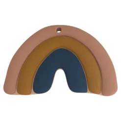Hochet de dentition arc en ciel moutarde