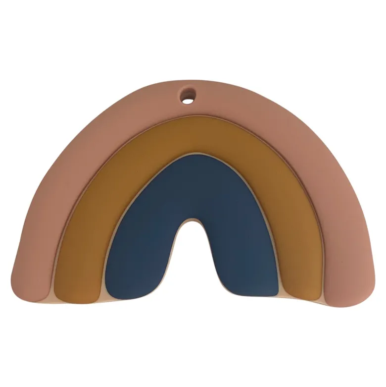 Hochet de dentition arc en ciel moutarde