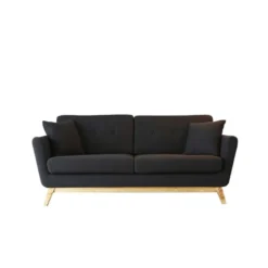 Hoga canapé 3 places scandinave en tissu gris anthracite