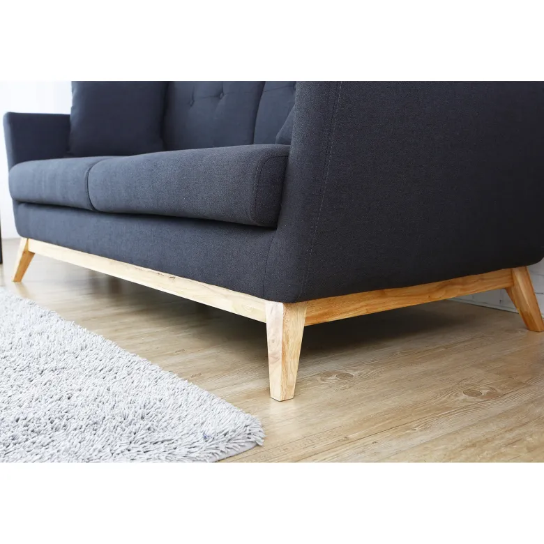 Hoga canapé 3 places scandinave en tissu gris anthracite