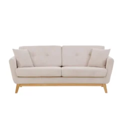 Hoga canapé 3 places scandinave velours côtelé beige