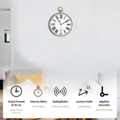 Horloge fishtec gold seconde murale