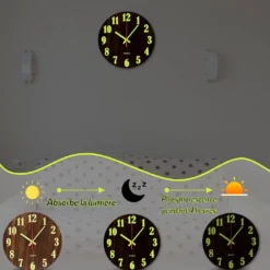 Horloge fishtec light & wood murale