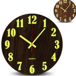 Horloge fishtec light & wood murale
