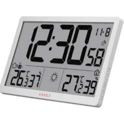 Horloge murale radio-pilotée météo kienzle jumbo neo lcd blanche