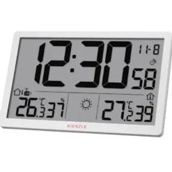 Horloge murale radio-pilotée météo kienzle jumbo neo lcd blanche