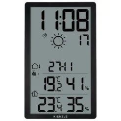 Horloge murale radio-pilotée météo kienzle jumbo neo lcd verticale