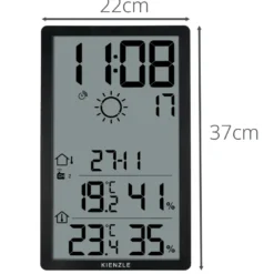Horloge murale radio-pilotée météo kienzle jumbo neo lcd verticale