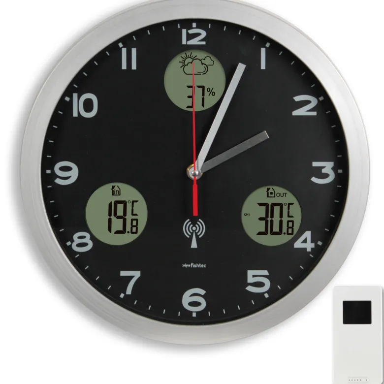 Horloge murale station météo lcd radiopilotée
