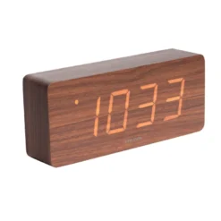 Horloge réveil en bois square - h. 9 cm