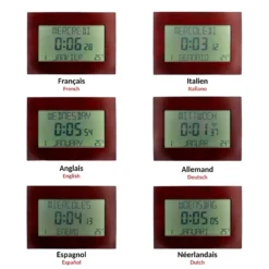 Horloge réveil murale - écran lcd large - design effet bois élégant