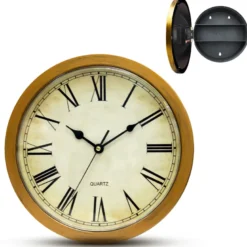 Horloge secret box copper, rétro, ø 25 cm, compartiment secret