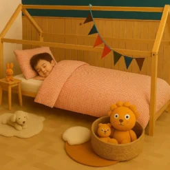 Housse de couette en coton bio vichy