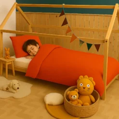 Housse de couette en coton bio fraise
