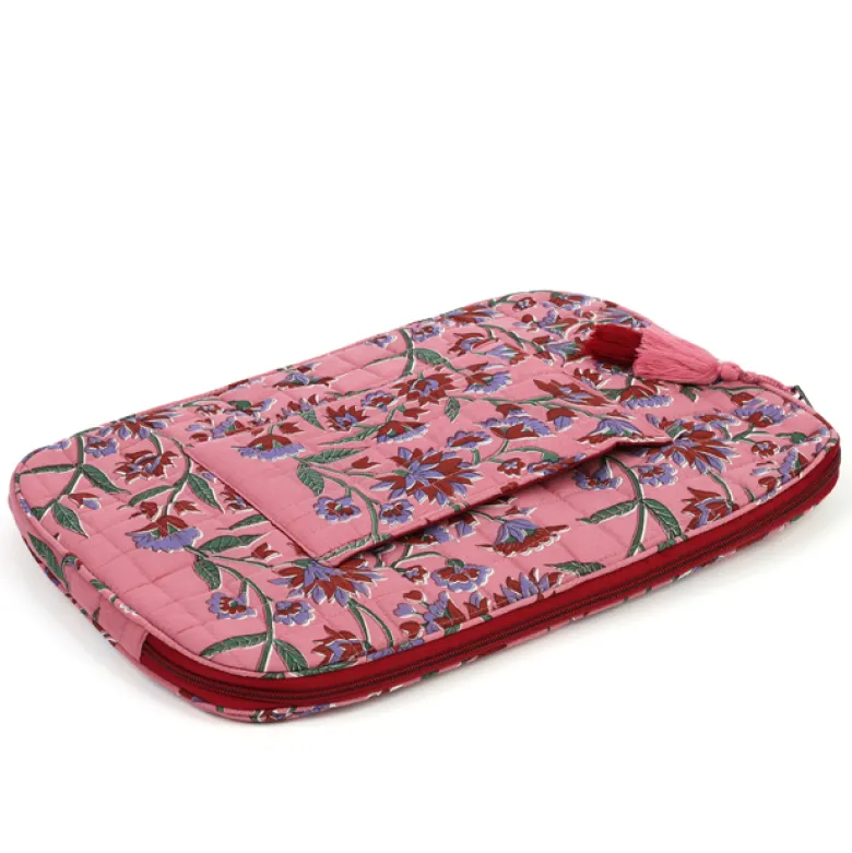 Housse de protection ordinateur en coton Rose