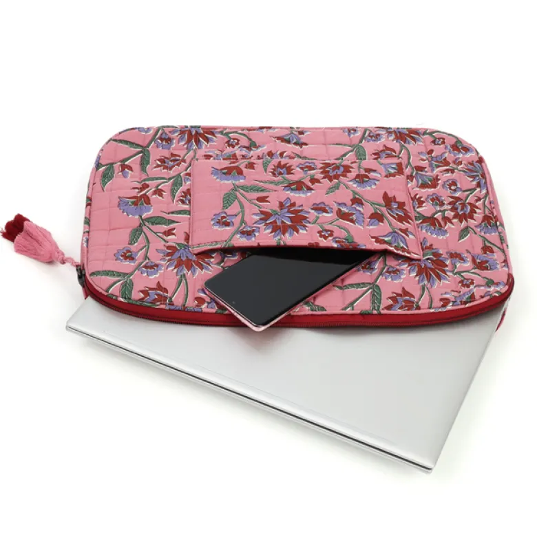 Housse de protection ordinateur en coton Rose