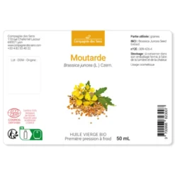 Huile de moutarde bio - 50ml - fraîcheur garantie oxycert® - vierge & de 1?? pre