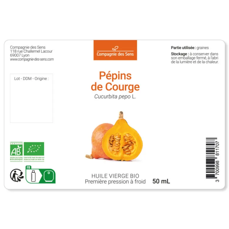 Huile de pépins de courge bio - 50ml - fraîcheur garantie oxycert® - vierge & de