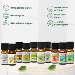 10 huiles essentielles 100% naturelles + une trousse de rangement offerte