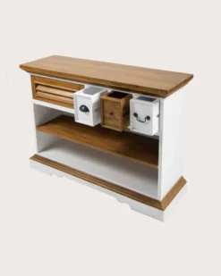 Inda - console en bois de sungkai - blanc et naturel
