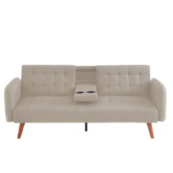 Inverness canapé 3 places convertible avec tablette centrale rabattable beige