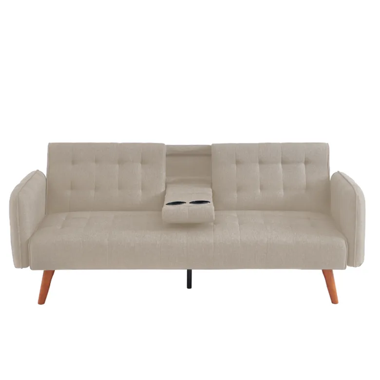 Inverness canapé 3 places convertible avec tablette centrale rabattable beige