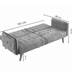 Inverness canapé 3 places convertible avec tablette centrale rabattable beige
