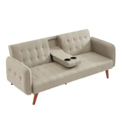 Inverness canapé 3 places convertible avec tablette centrale rabattable beige
