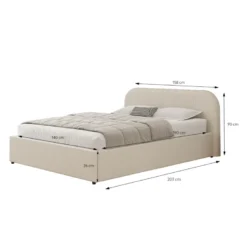 Irvine lit avec coffre de rangement 140x190cm en velours beige