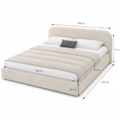 Irvine lit avec coffre de rangement 160x200cm en velours beige