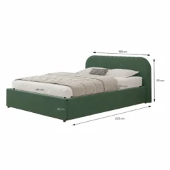 Irvine lit avec coffre de rangement 140x190cm en velours vert