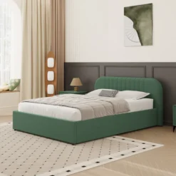 Irvine lit avec coffre de rangement 140x190cm en velours vert