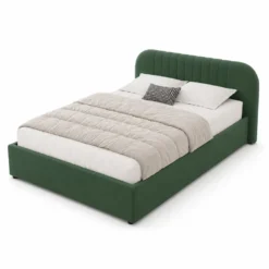 Irvine lit avec coffre de rangement 140x190cm en velours vert