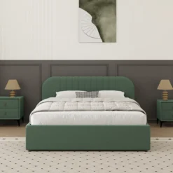 Irvine lit avec coffre de rangement 140x190cm en velours vert