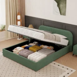 Irvine lit avec coffre de rangement 160x200cm en velours vert