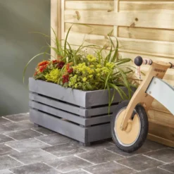 Jardinière en bois lasuré 2 bacs geteborg