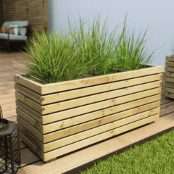 Jardinière en bois 3 pots 90x39,4 x40cm