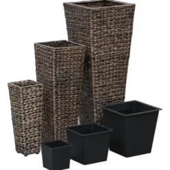 Jardinière lit surélevé plantes fleurs jardin 3 30 x 30 x 80 cm marron