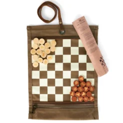 Jeu d'échec & dames pliable havane