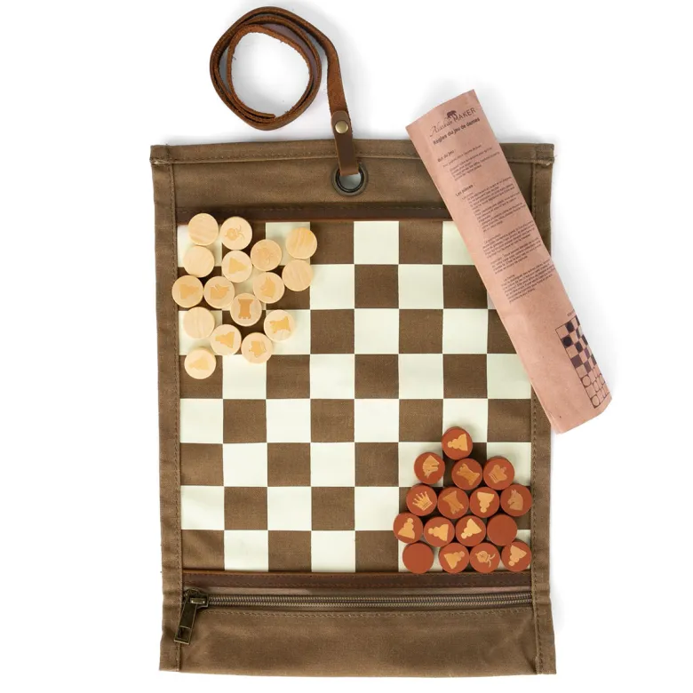 Jeu d'échec & dames pliable havane
