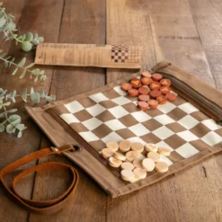 Jeu d'échec & dames pliable havane
