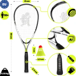 Jeu de badminton rapide hypermotion crossminton 2 raquettes 5 volants sac