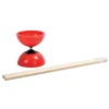 Jeu de Diabolo rouge avec baguettes en bois et filet de transport