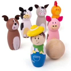 Jeu de quilles de ferme en bois